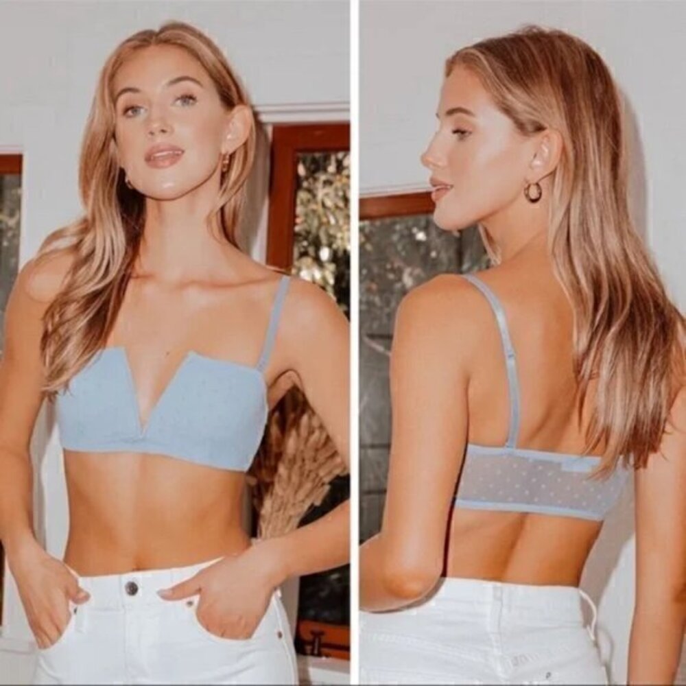 Free People Sierra Mesh Bandeau In The Rain Blue Size XS NWT